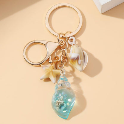 MyfavoriteK Seashell Keychain Purse Charm for Women Girls Tote Bag Backpack Accessory Cute Beach Key Chain (Turquoise)