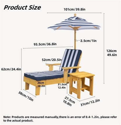 Elevated Dog Bed with Removable Cushion, Modern Dog Lounge Chair with Shade Umbrella and Side Table, Outdoor Pet Chaise for Backyard, Pool, Beach(Blue)