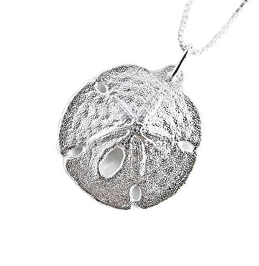 Sand Dollar Necklace or Earrings by Ali C Art, Made in USA Unique Handmade Sterling Silver Ocean Beach Shell Pendant Jewelry, Gift for Her Women Wife Mother Girlfriend Birthday Love Swimwear Beachwear