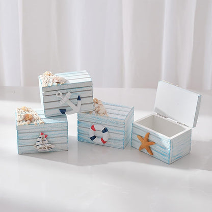 AzsVbvs 2 Pack Wooden Handmade Mini Chair Box Beach Decor Nautical Theme Decoration for Home Office Desk (Starfish)