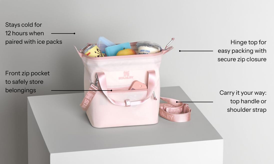 STANLEY All Day Julienne Mini Soft Cooler Bag and Lunch Box 7.4 Quarts | 10 Can Cooler with Handles and Strap | Stays Cold for Hours | Insulated Travel Bag with Zipper | BPA-Free | Seafoam