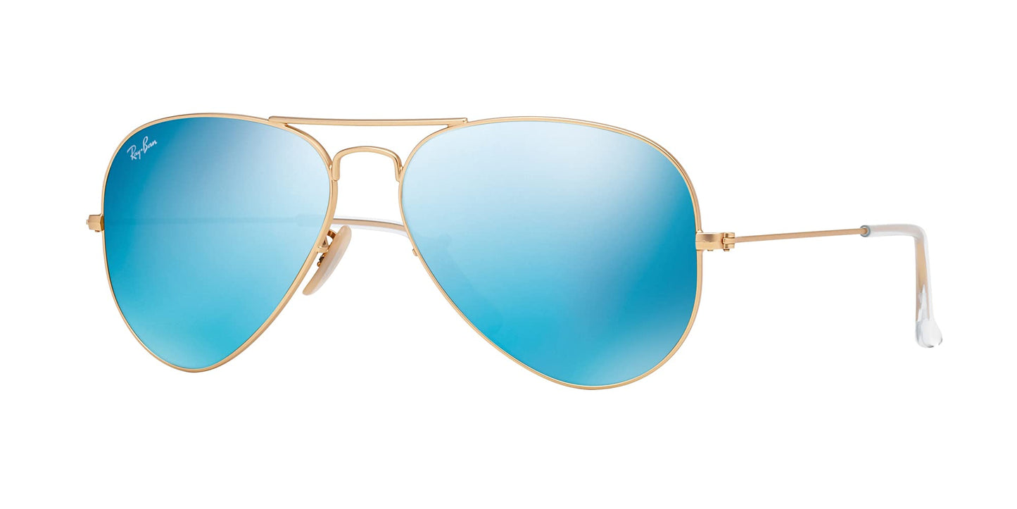 Ray-Ban RB3025 Metal Aviator Sunglasses + Vision Group Accessories Bundle (Matte Arista/Grey Mirror Blue (112/17), 55, Millimeters)