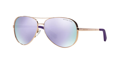 Michael Kors Women's MK5004 Chelsea Aviator Sunglasses, Rose Gold/Purple Mirrored, 59 mm
