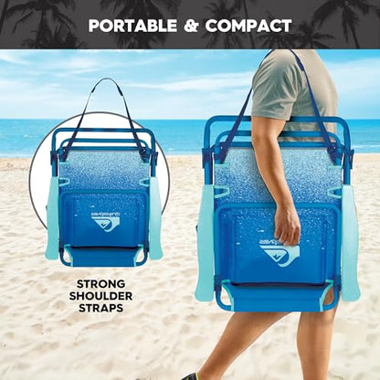 Quiksilver Beach Chair – Lightweight Folding Chair with Adjustable Recline and Cup Holder – Portable and Durable Chairs for Beach, Camping Chair, or Concerts in The Park