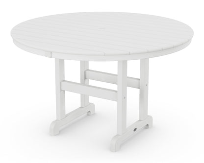 Martha Stewart by POLYWOOD® Chinoiserie 5-Piece Round Farmhouse Dining Set in White