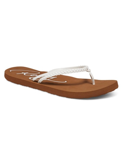 Roxy womens Cabo flip flop sandals, White, 8 US