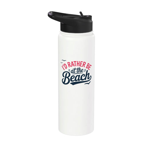 I'd Rather Be At The Beach Stainless Steel Insulated Water Bottle