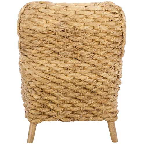 SAFAVIEH Home Collection Purrl Tropical Coastal Natural Solid Wood Hyacinth Accent Chair with Cushion (Fully Assembled)