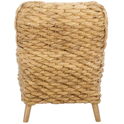 SAFAVIEH Home Collection Purrl Tropical Coastal Natural Solid Wood Hyacinth Accent Chair with Cushion (Fully Assembled)