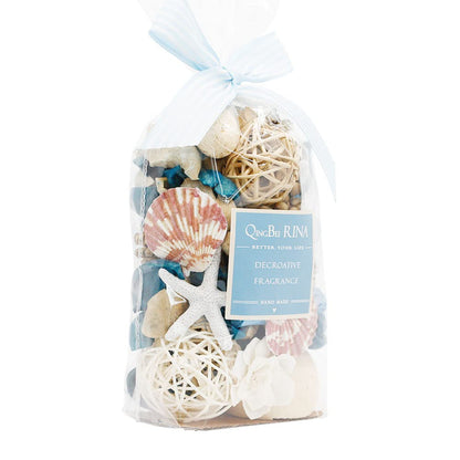 Qingbei Rina Blue Potpourri Bags,Ocean Breeze Scented Potpourri Bowl Filler Dried Flower,Home Fragrance Sachet of Petal,Coastal Seashell Decor,12oz