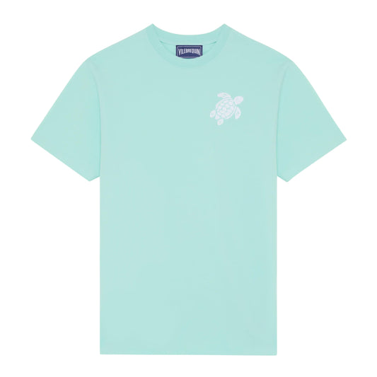 Vilebrequin, Organic Cotton T-shirt Big Turtle Embroidery, caribbean, M
