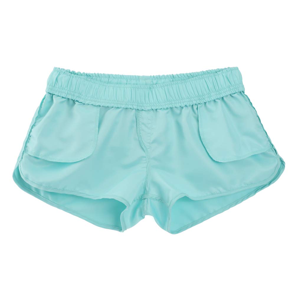 Women's Athletic Casual Beach Shorts Boardshorts Summer Floral Quick Dry Swim Trunks, Turquoise L