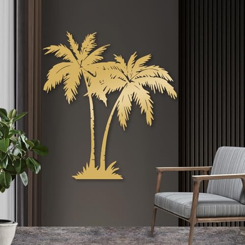 OZF Tropical Palm Tree Metal Wall Decor, Beach Themed Metal Wall Art, Modern Coastal Nature Hanging Decor for Living Room Patio Bathroom, Coastal Home & Outdoor Sculpture (White, 47 x 47 in | 120 x 120cm)