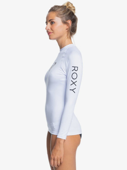 Roxy Women's Long Sleeve Compression Fit Rashguard UPF 50+ Quick Dry Recycled Swim Shirt, Pearl, XX-Large