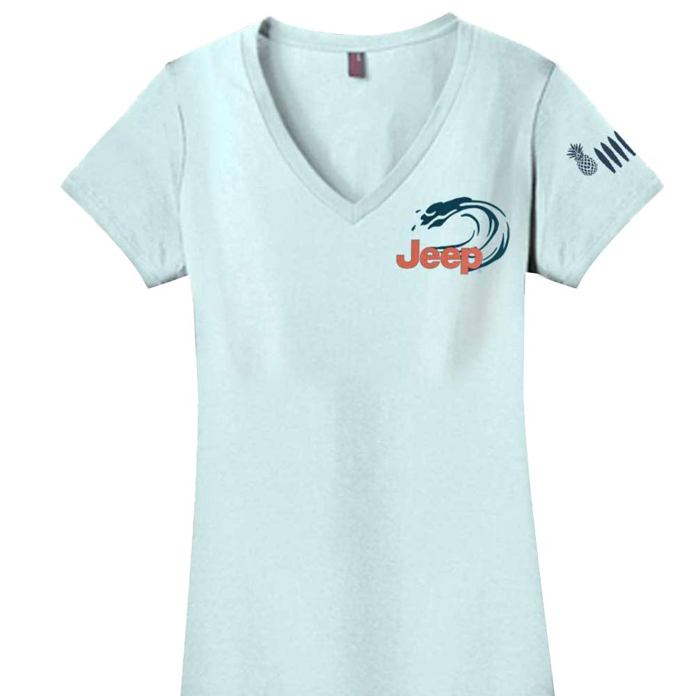 Jeep Ladies Beachin' Good Time V-Neck T-Shirt for Women, Seagrass Blue - 2X