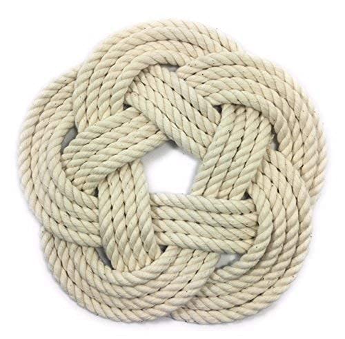 Nautical Sailor Knot Cotton Rope Trivet Small Natural White