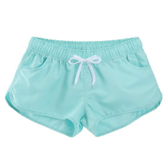 Women's Athletic Casual Beach Shorts Boardshorts Summer Floral Quick Dry Swim Trunks, Turquoise L