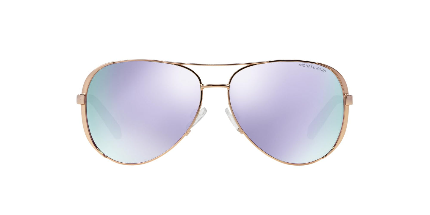 Michael Kors Women's MK5004 Chelsea Aviator Sunglasses, Rose Gold/Purple Mirrored, 59 mm