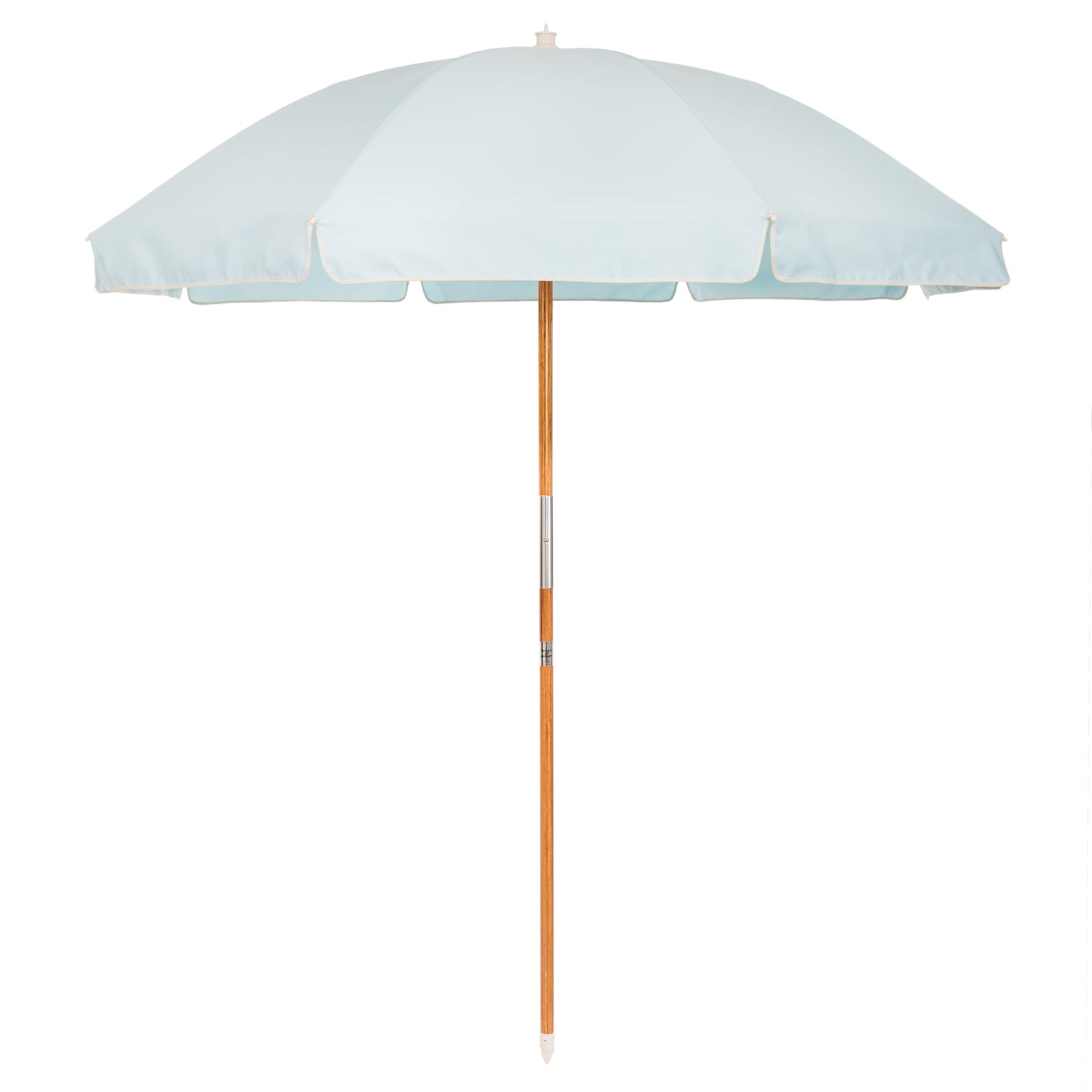 Business & Pleasure Co. Rio Umbrella Scalloped Brim For Beach, Patio or Picnic - 6' Boho Beach Umbrella, 7' Tall Wood Pole, UPF 50+, Santorini Blue