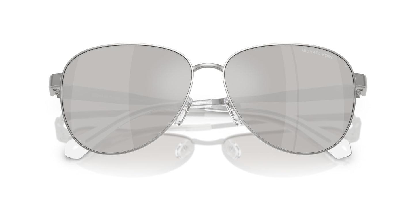 Michael Kors MK1160 Biarritz Sunglasses, Silver/Silver Mirrored, 61 mm