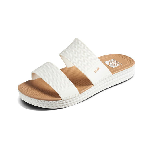 REEF Water Vista Slide Womens Platform Slide, Water Friendly, Arch Support, White/Tan, 11
