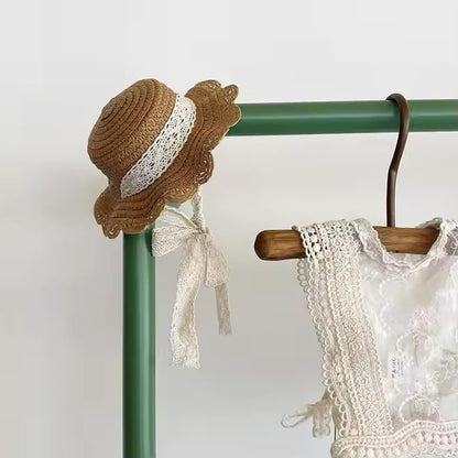 Pet Straw Sun Hat - Lace - Trimmed Summer Beach Hat with Bow, Adjustable Sun Protection Cap for Small Dogs & Cats (Size M, Khaki)