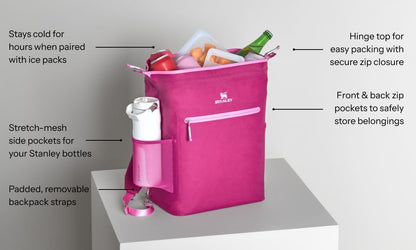 Stanley All Day Madeleine Mini Backpack Soft Cooler 14 Quarts | 20 Can Cooler with Handle and Shoulder Straps | Stays Cold for Hours | Insulated Travel Bag with Zipper | BPA-Free | Seafoam