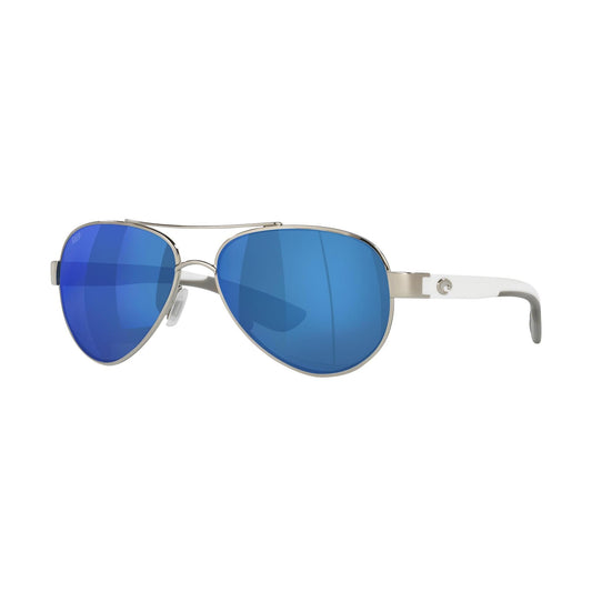 Costa Del Mar Polarized Sunglasses Womens - Loreto Aviator Designer Sunglasses for Women with 100% UV Protection - Size 56 - Palladium/Blue Mirror 580P