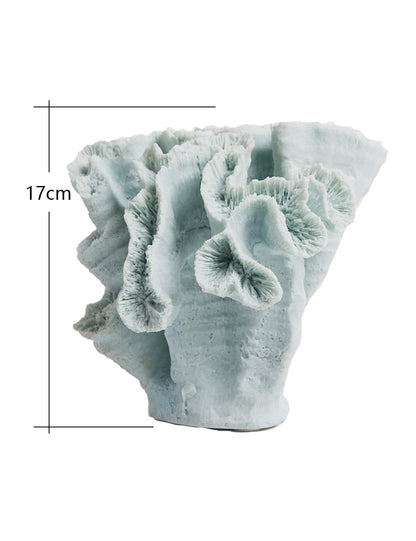 HAUCOZE Artificial Coral Decor Ocean Sculpture Arts Modern Gifts Polyresin Blue 7.5 inch
