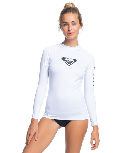 Roxy Women's Long Sleeve Compression Fit Rashguard UPF 50+ Quick Dry Recycled Swim Shirt, Pearl, XX-Large