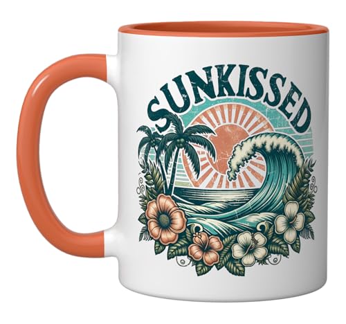 Sunkissed Tropical Summer Ceramic Mug, Orange/White