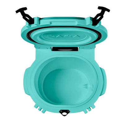 Laka Cooler with Wheels – 30QT Rotomolded Insulated Rolling Hard Cooler, Telescoping Handle, Holds 24 Cans + Ice, Up to 7 Days Cold, Drain Plug, Cup Holders + Bottle Opener, Beach/Camping | Sea Foam