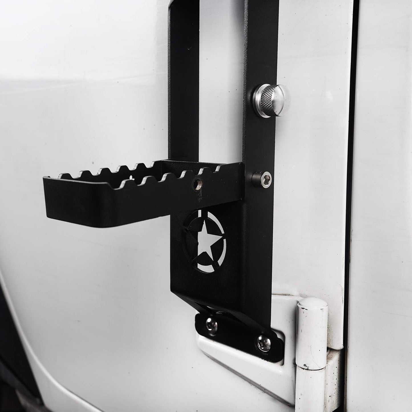 Hooke Road JK Door Hinge Step, Metal Folding Foot Pedal w/Star Sign for 2007-2018 Jeep Wrangler JK & JKU