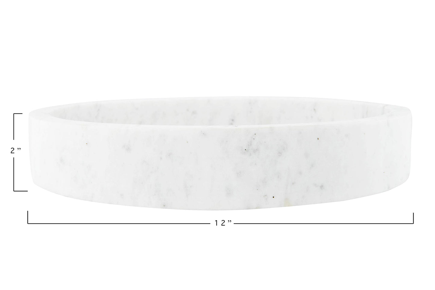 Creative Co-Op Minimalist Round Carved Marble Tray or Charcuterie Board, White, 12"