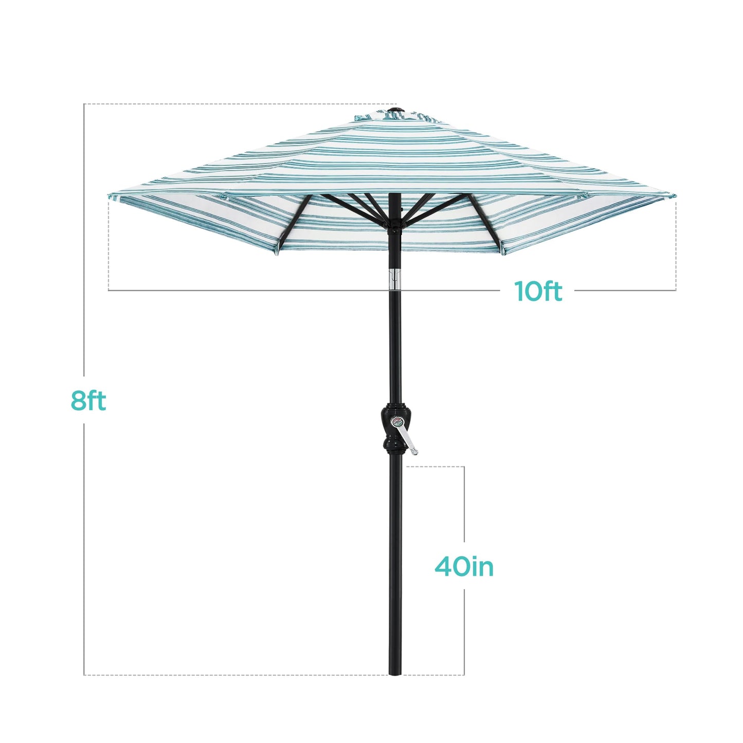 Best Choice Products 10ft Outdoor Steel Polyester Market Patio Umbrella w/Crank, Easy Push Button, Tilt, Table Compatible - Striped Sky Blue