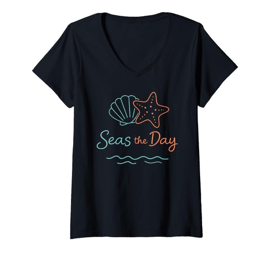 Women's Seas The Day V-Neck T-Shirt