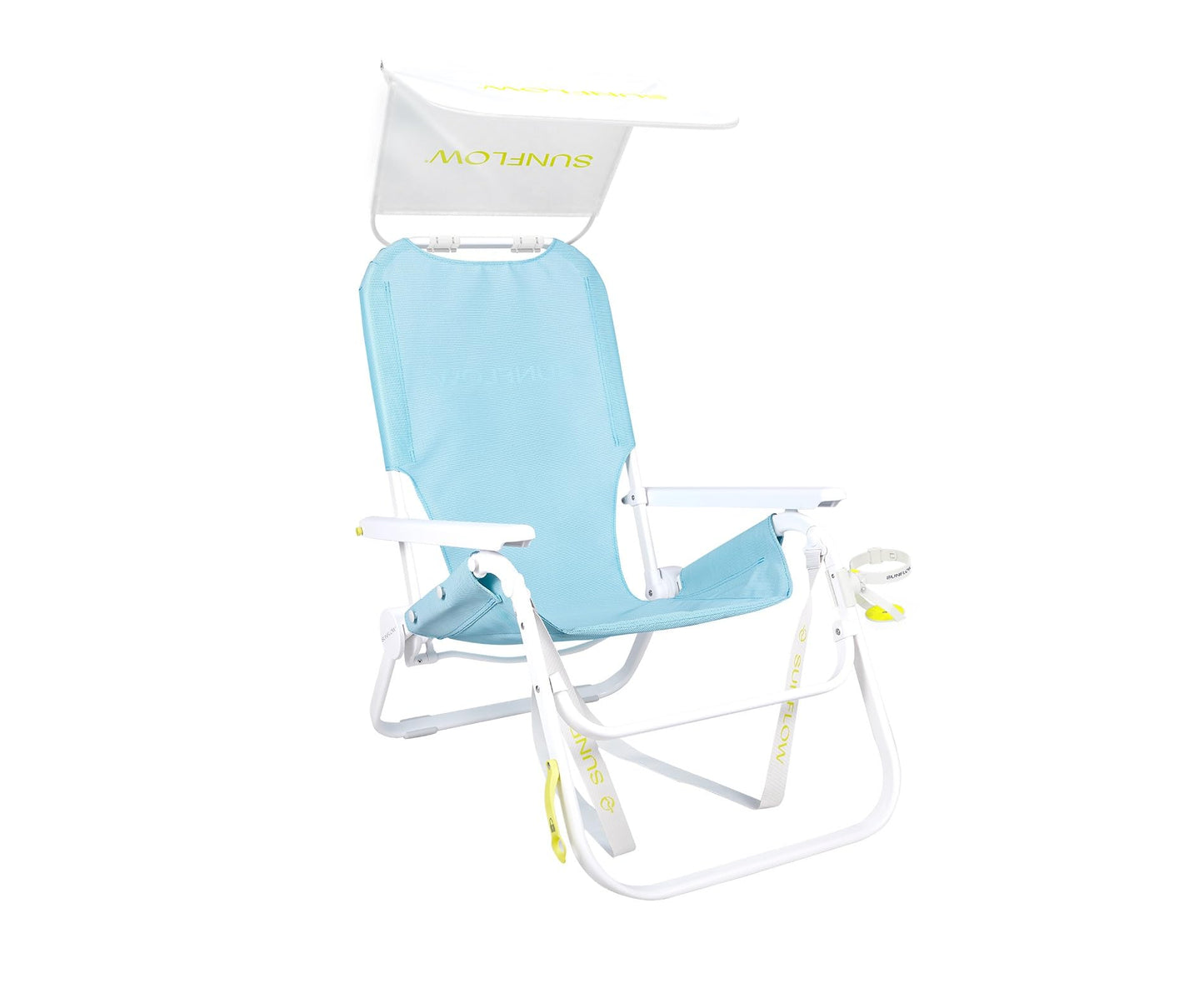 SUNFLOW Shore Thing Premium Beach Chair - Adjustable, Portable, Rust-Resistant, Reclining Beach Chair with UPF 50+ Sun Shade and Drink Holder for The Ultimate in Comfort (Sky Blue)