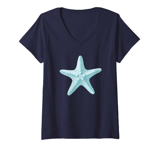 Womens Coastal Starfish V-Neck T-Shirt