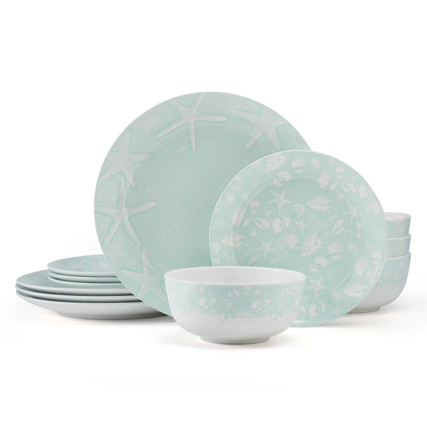 Pfaltzgraff Venice 12 Piece Outdoor Melamine Dinnerware Set, Service for 4,Teal