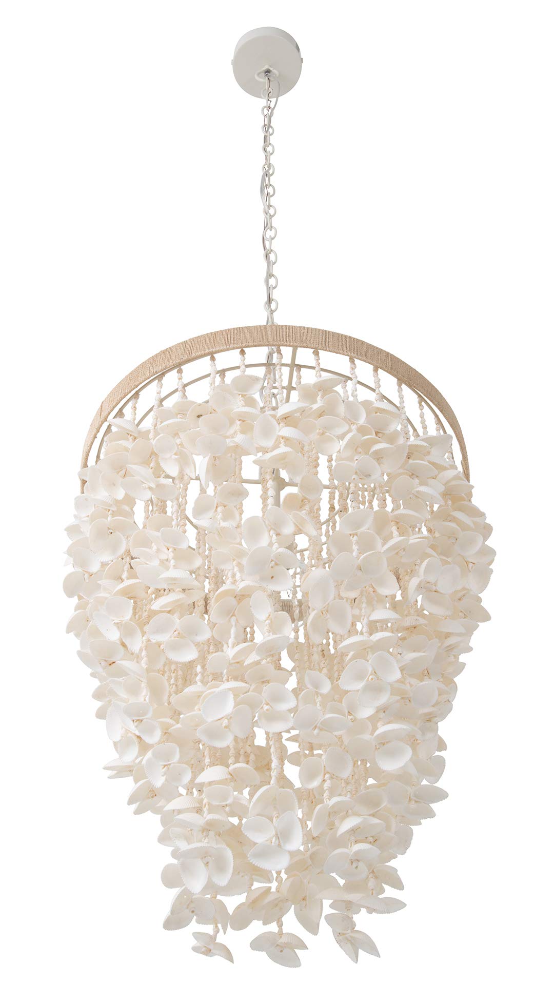 KOUBOO Seashell Ceiling Chandelier, Modern & Clamrose Shells Chandeliers & Ceiling Lights - Farmhouse, Crystal Fixtures for Bedrooms, Dining Rooms, Living Spaces, White