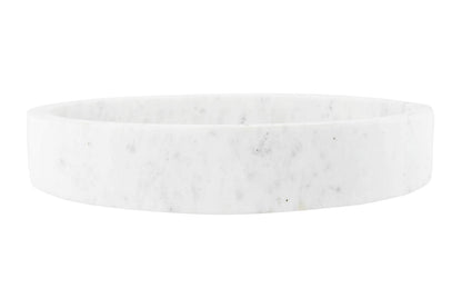 Creative Co-Op Minimalist Round Carved Marble Tray or Charcuterie Board, White, 12"