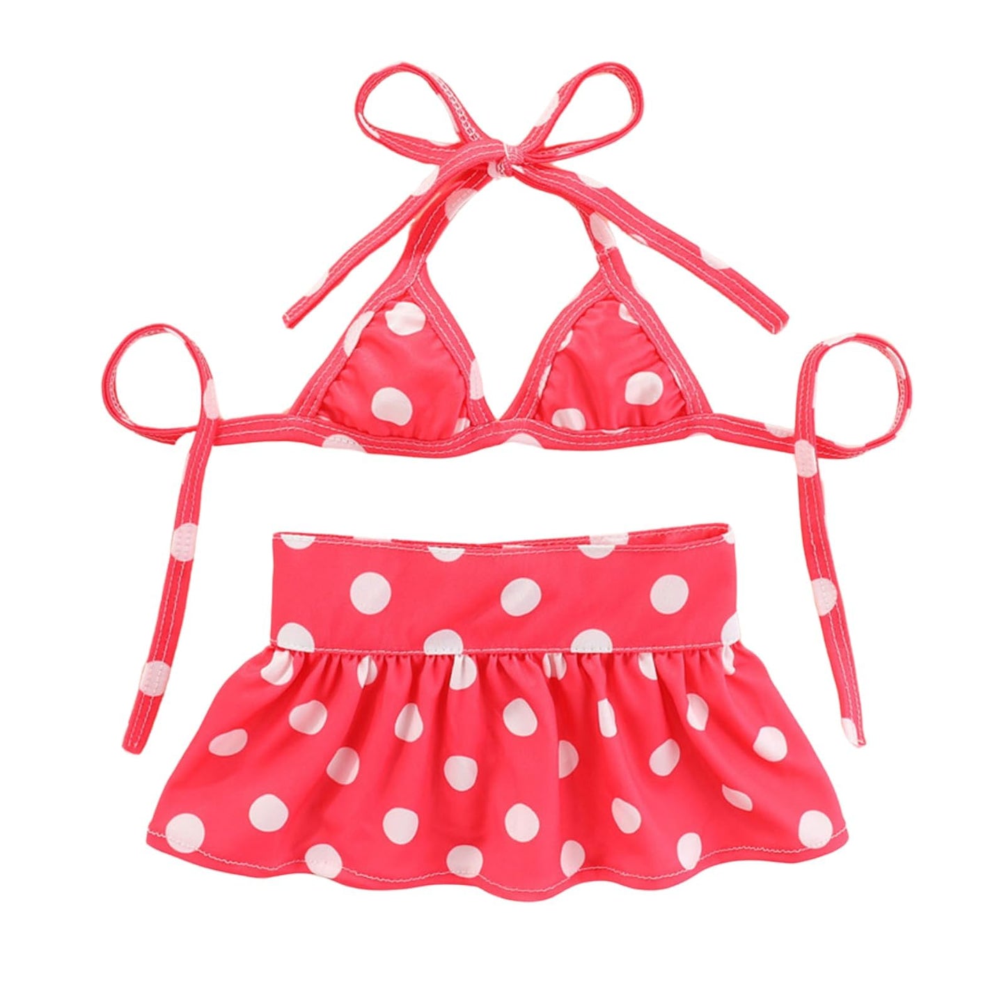 Junchl Small Dog Bikini,Summer Pet Swimsuit Puppy Bathing Dress Beach Clothes, Hawaiian Party Pet Costume Outfit for Puppy Cat Kitten Pink Polka Dots L
