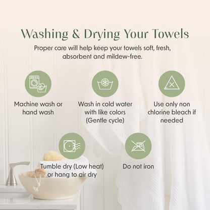 Springtree Home Luxury Bamboo Rayon Bath Towel Set of 4 | 35% Bamboo Rayon - 65% Zero Twist Cotton | Absorbent Quick-Dry Towels for Bathroom | Oeko-TEX Standard 100 Cotton | White - 4 Pack