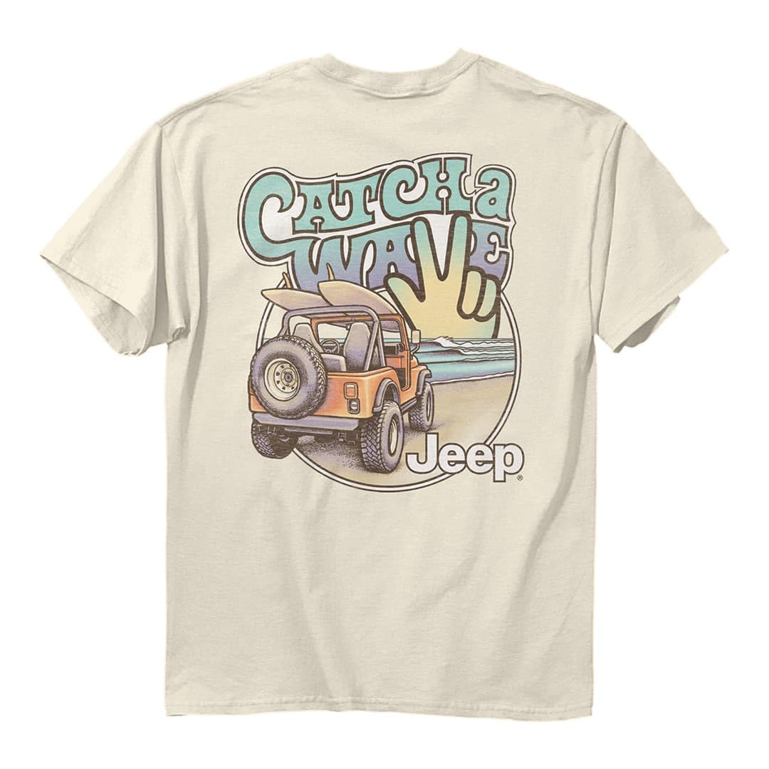 Jeep Beach Wave T-Shirt, Ivory| CJ Design | 100% Cotton