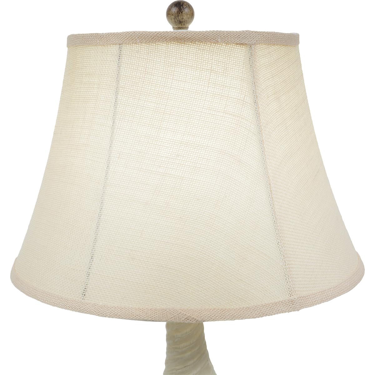 BLACK FOREST DECOR White Conch Shell Table Lamp – Coastal Nautical Beach Lamp with Burlap Shade – 28"