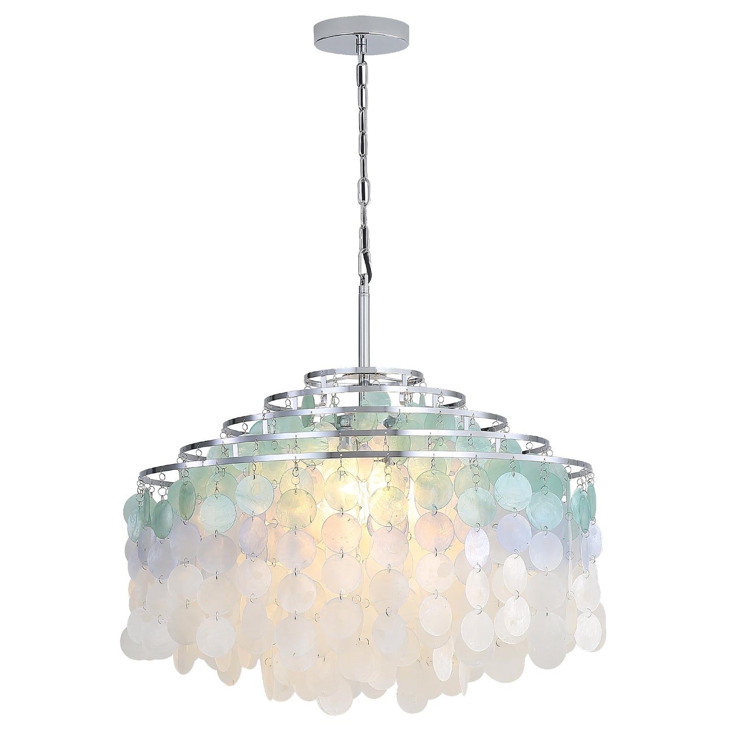 TRIBILLION 24" Capiz Shell Chandelier Dining Room Chandeliers Bathroom Pendant Light 6 Light Coastal Ceiling Hanging Light for Kitchen, Living Room,Bathroom and Bedroom,Bulbs Included