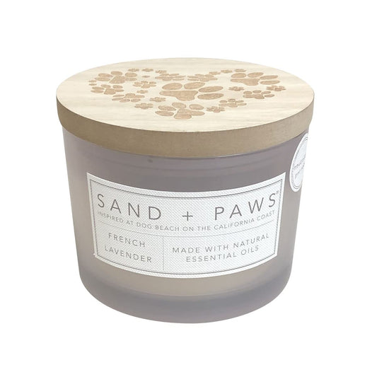 Sand + Paws Scented Candle - French Lavender - Luxurious Air Freshening Jar Candles Neutralize pet Odors and Enhance Home décor – 100% Cotton Lead-Free Wicks - 12 oz