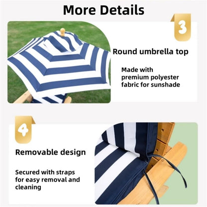 Elevated Dog Bed with Removable Cushion, Modern Dog Lounge Chair with Shade Umbrella and Side Table, Outdoor Pet Chaise for Backyard, Pool, Beach(Blue)