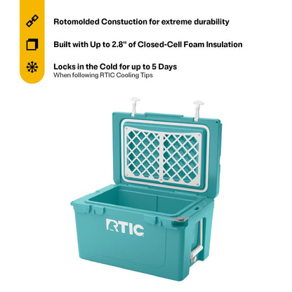 RTIC 45 QT Ultra-Tough Cooler Hard Insulated Portable Ice Chest Box for Beach, Drink, Beverage, Camping, Picnic, Fishing, Boat, Barbecue, Lagoon