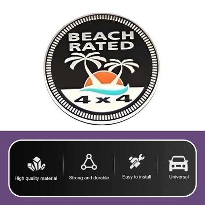 Beach Badge Rated Car Emblem, 3D Round Emblem Decals, 4 x 4 Car Badge Decals Stickers, Automotive Exterior Accessories, Compatible with Jeep Wrangler Vehicles Trucks SUV